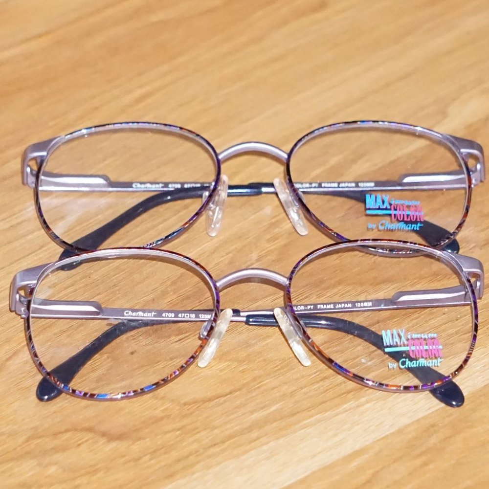 🤩New lot of 2 Vintage Max Color by Charmant eyeglasses frames, made in JAPAN 🤩